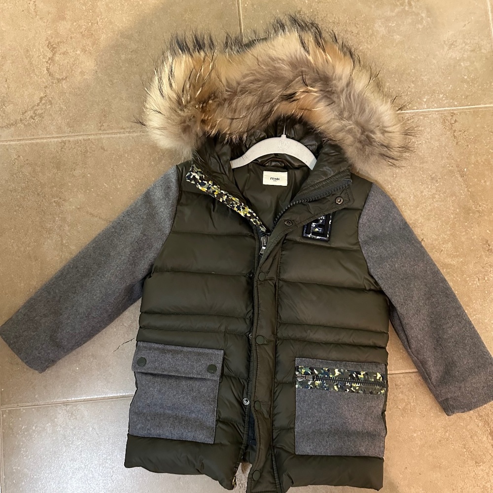 Boys Fendi parka jacket with fur hood
